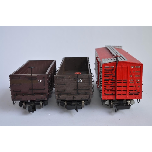 10 - 3 boxed Bachmann G gauge railway wagons including stock car with horse. All wagons have been re-pain... 