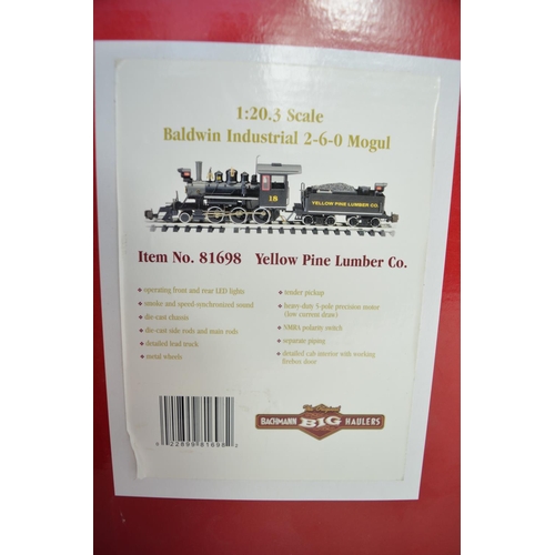 15 - Bachmann Spectrum G-gauge 1/20.3 scale Baldwin Industrial 2-6-0 Mogul, Yellow Pine Lumber Co, item n... 