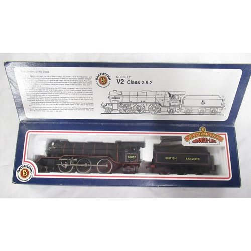 30 - Seven OO gauge wagons including Bachmann V2 class 2-6-2 locomotive with tender, J72 class tank with ... 