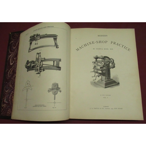 1284 - Joshua Rose, Modern Machine-Shop Practice, J.S.Virtue & Co. 2 volume set, half-leather bound,