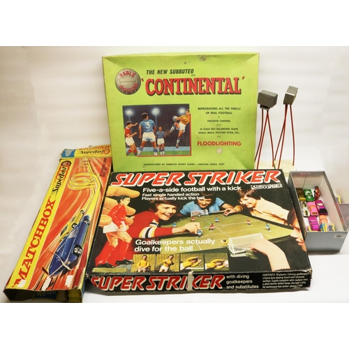 294 - Matchbox Superfast SF-4 Double Loop Race Set and related vehicles, Parker Superstriker game, and a S... 