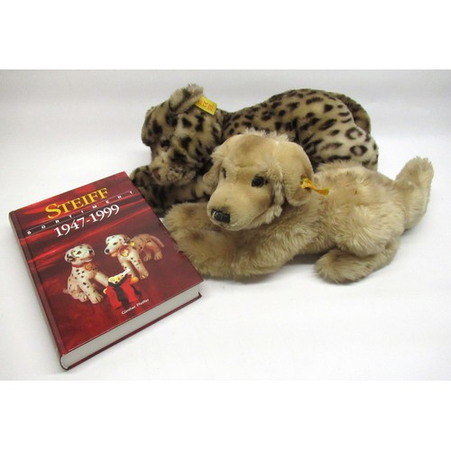 180 - Steiff soft plush Jaguar and Golden Retriever, both approx L47cm, and Steiff Sortiment 1947-1999 boo... 