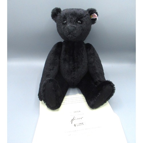 178 - Steiff Schwarzbär teddy bear in black mohair with working growler, H35cm, limited edition 728/1500, ... 