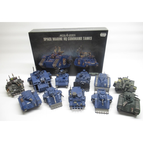 1434 - Warhammer 40k - Land Raider Excelsior, Rhino Primaris and Rhino tanks painted in Ultramarines colour... 