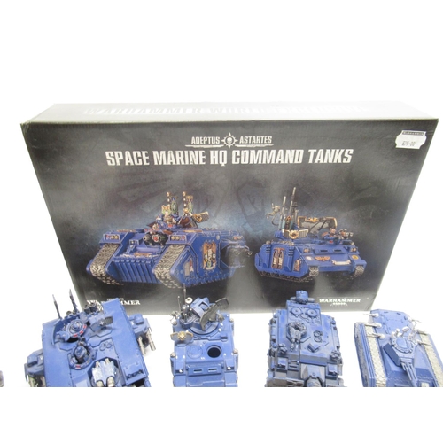 1434 - Warhammer 40k - Land Raider Excelsior, Rhino Primaris and Rhino tanks painted in Ultramarines colour... 