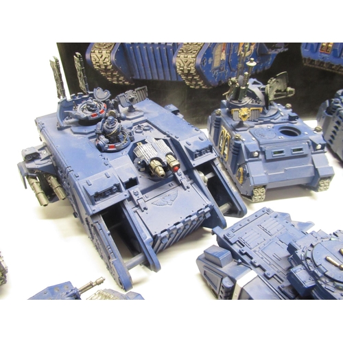 1434 - Warhammer 40k - Land Raider Excelsior, Rhino Primaris and Rhino tanks painted in Ultramarines colour... 