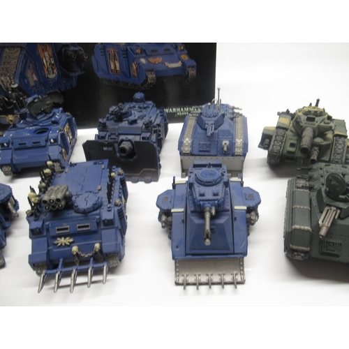 1434 - Warhammer 40k - Land Raider Excelsior, Rhino Primaris and Rhino tanks painted in Ultramarines colour... 