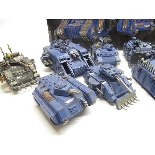 1434 - Warhammer 40k - Land Raider Excelsior, Rhino Primaris and Rhino tanks painted in Ultramarines colour... 