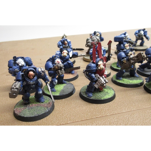 1438 - Warhammer 40k - Collection of painted figurines inc. Ultramarines, Terminators, Militarum Auxilla Bu... 