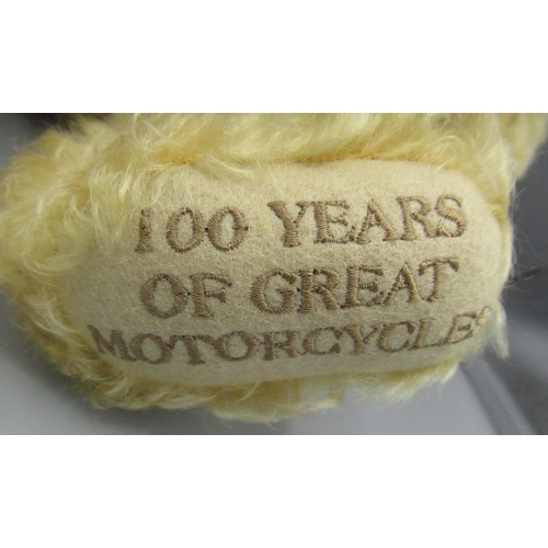 162 - Steiff 100 Years of Harley Davidson teddy bear in blonde mohair, limited edition 2836/5000, H40cm, b... 