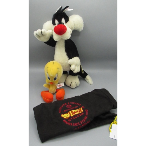 177 - Steiff Sylvester and Tweety Warner Bros. H34cm and H18cm, limited edition 1779/2500, with tag and du... 