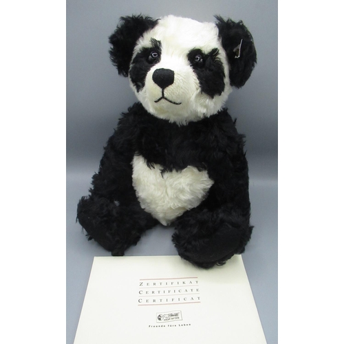 185 - Steiff Panda teddy bears in black and white mohair with working growler mechanism, H40cm, limited ed... 