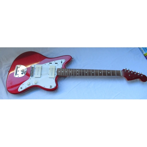 86 - Fender Jazz Master electric guitar, made in Japan, serial no. S056495, in cherry red and ivory, with... 