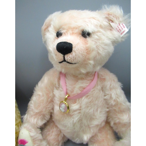 146 - Steiff Queen Mother Bear in rose mohair, H38cm, limited edition 848/2002 and a Steiff Coronation Bea... 