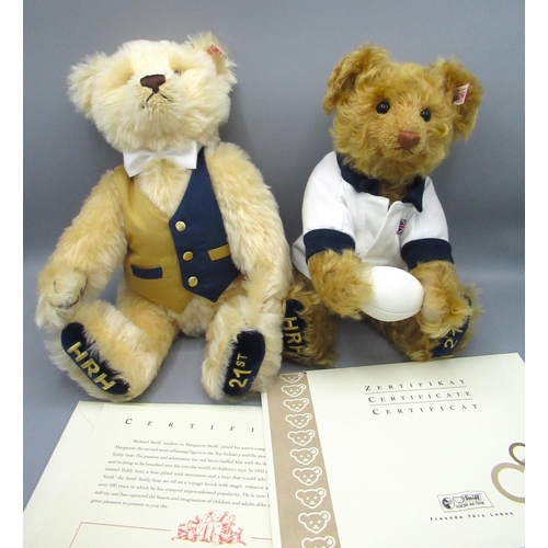 147 - Steiff Prince William's 21st Birthday Bear, in blonde mohair, H35cm, limited edition 56/1500, Paw si... 