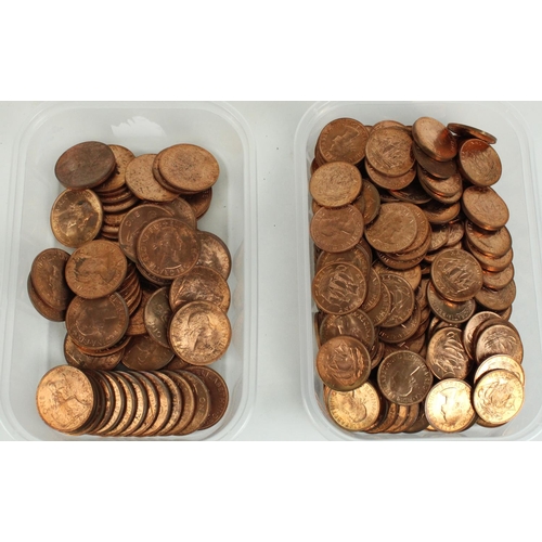 694 - Tub of uncirculated 1967 pennies and a tub of 1967 uncirculated half pennies