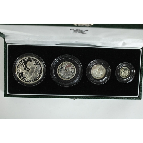 719 - Royal Mint 1997 Silver proof Britannia collection, encapsulated with original certs and presentation... 