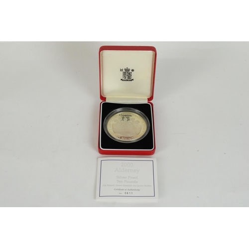 754 - Royal Mint 2000 Alderney Silver Proof £10 medallion commemorating the centenary of HM Queen Elizabet... 