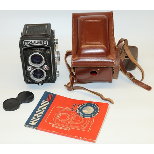 236 - Microflex crank wound 6x6 camera with Micronar 77.5mm , complete with original leather case and Micr... 