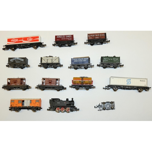 114 - Model railway: Collection of twelve Fleischmann Piccolo tender sections and a Trix 47160 locomotive,... 