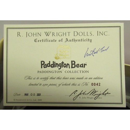 129 - R. John Wright Dolls Inc. Paddington Bear H38cm, limited edition 42/2500, one of 500 signed by Micha... 