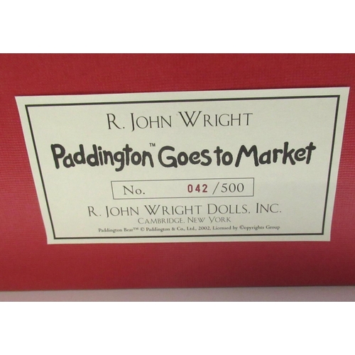 130 - R. John Wright Dolls Inc. Paddington Bear Goes to Market, H38cm, limited edition 42/500, with certif... 