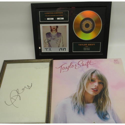 Taylor Swift - framed signature, 'The Gold Record Collection