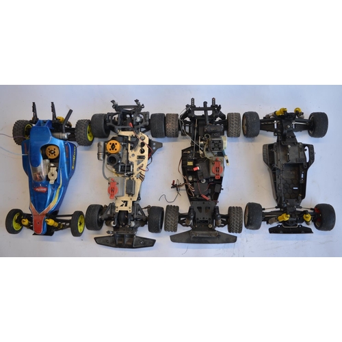 318 - Kyosho Sandmaster rc nitro car, a Kyosho nitro road car chassis, a Kyosho nitro off road buggy chass... 