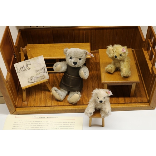 143 - Steiff Teddy Bear Workshop complete with Richard Steiff bear, 18cm, two small bears and accessories,... 