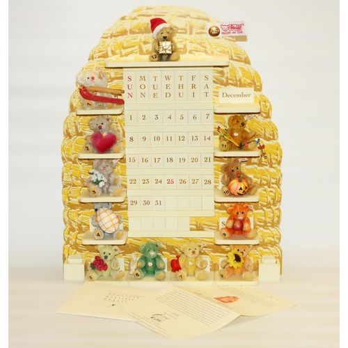 145 - Steiff The Perpetual Calendar, beehive shaped with twelve bears, limited edition 458/2001, boxed wit... 