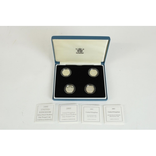 755 - Royal Mint 2000-2003 silver proof piedfort £1 coin collection, encapsulated with certs and presentat... 