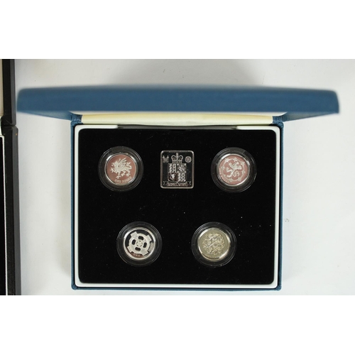 757 - Royal Mint 1984-1987 UK £1 silver proof piedfort collection together with a 1994-1997 silver proof p... 