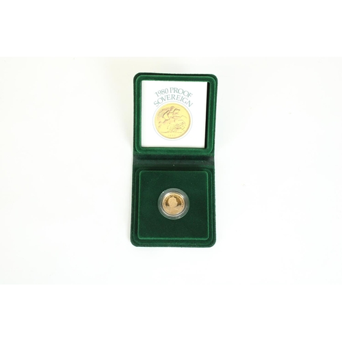 773 - ERII 1980 gold proof sovereign, encapsulated in presentation box with cert