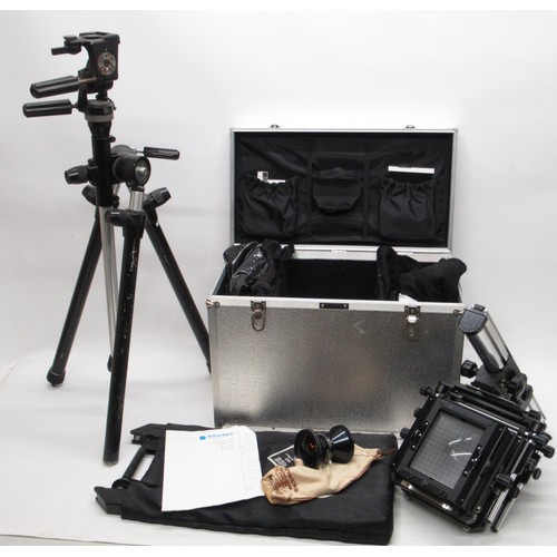 239 - S & K View Monorail 5x4 field camera with Yamasaki 150mm F4.5 lens, Sinar Super Agulon 90mm F5.6 len... 