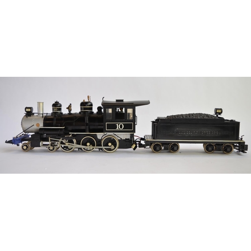 5B - A Bachmann G-gauge Baldwin 4-6-0 loco (plastic running gear) and tender. Some modifications and repa... 