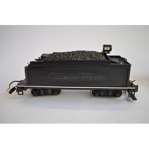 5B - A Bachmann G-gauge Baldwin 4-6-0 loco (plastic running gear) and tender. Some modifications and repa... 