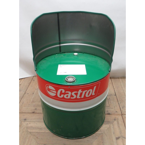 702 - Castrol oil drum chair, D58cm H85cm