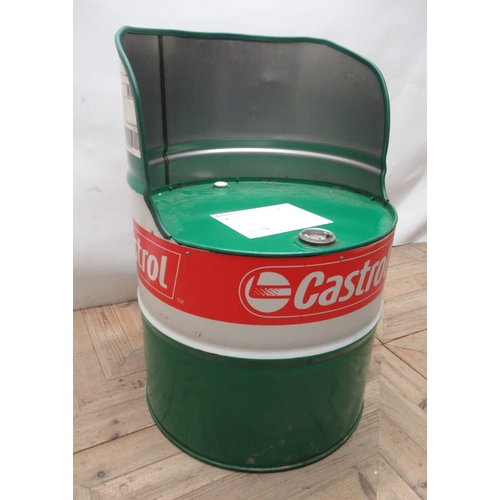 702 - Castrol oil drum chair, D58cm H85cm