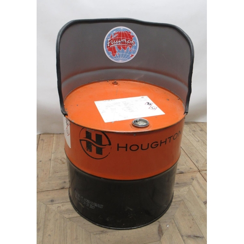 703 - Houghton Dascolene 829 oil drum chair, with a Triumph decal D58cm, H87cm