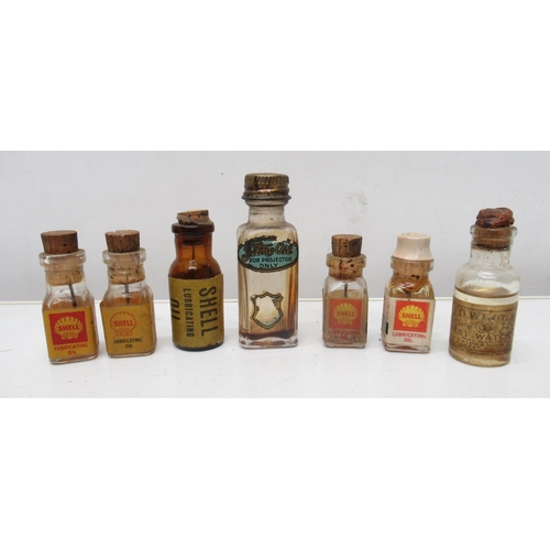 Minature Glass Oil bottles 2 Shell Lubricating Oils for Scalextric