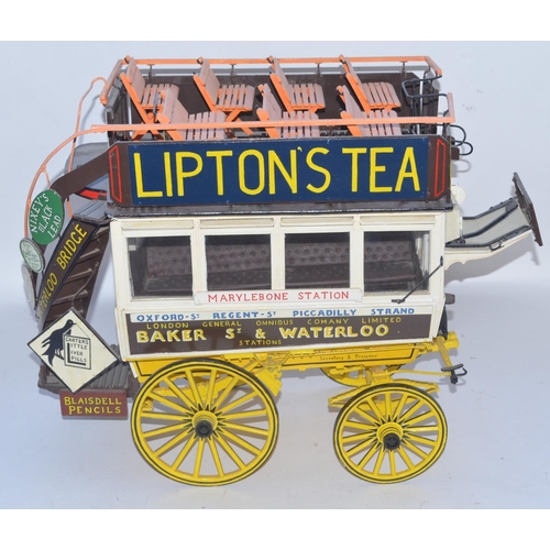 138 - Large scratch-built wooden Garden Seat horse drawn Omnibus, competently made and well finished with ... 