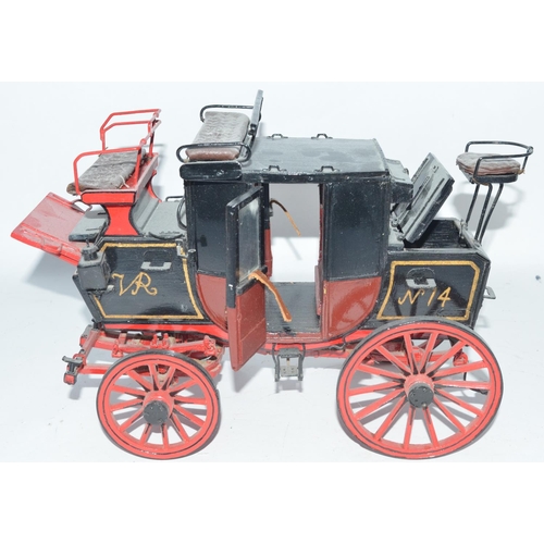 139 - Scratch-built wood and metal horse drawn Royal Mail coach, working doors with locking handles, bagga... 