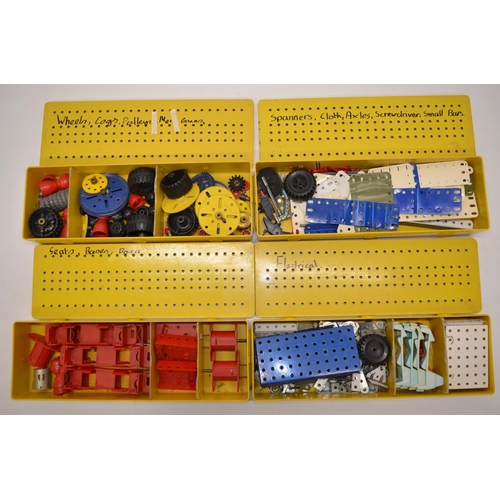 166 - Collection of Meccano including 5 metal boxes with mixed parts and 3 boxed sets from the 