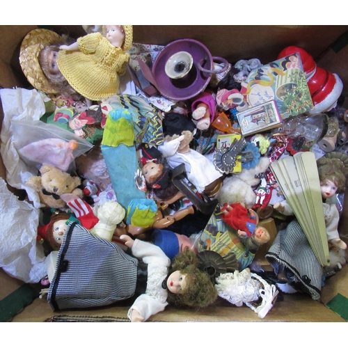 629 - Large collection of handmade costume dolls including farmer, knight, clown etc. and a box of 1960s a... 