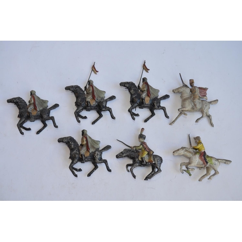 398 - 7 vintage Georges Munckle (GM) of France hollow lead soldier figures on horseback.