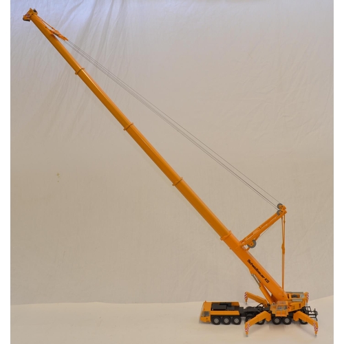 402 - Boxed 1/50 scale diecast Demag AC 500-1, yellow Schmidbauer KG livery mobile crane model by Conrad (... 