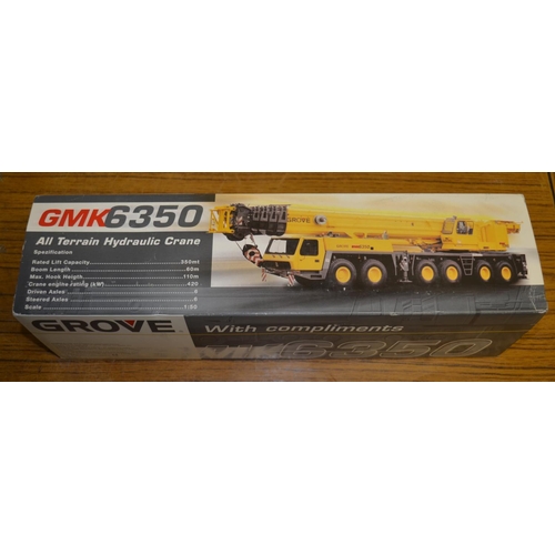 408 - Boxed 1/50 scale diecast Grove GMK 6350 (GMK 6300 written on model) mobile telescopic crane model by... 