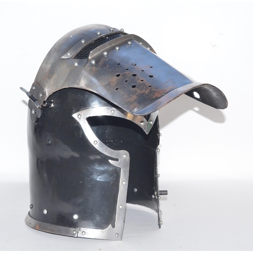 276 - Modern Replica full size knights helmet with opening/closing visor.