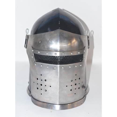 276 - Modern Replica full size knights helmet with opening/closing visor.