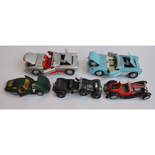 460 - Collection of die-cast metal vehicles including 2 1/18 scale 1957 Corvettes by Road legends, a 1/24 ... 